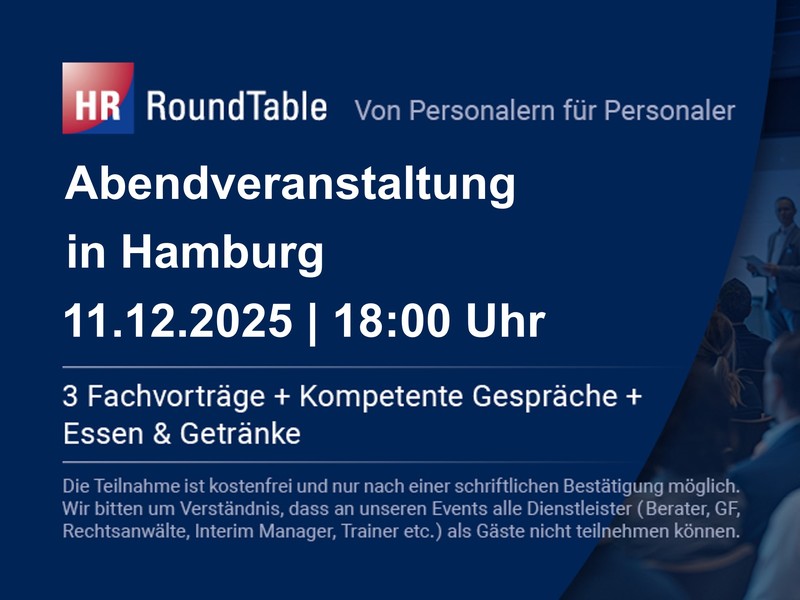 HR-RoundTable in Hamburg am Donnerstag, den 11. Dezember um 18:00 Uhr