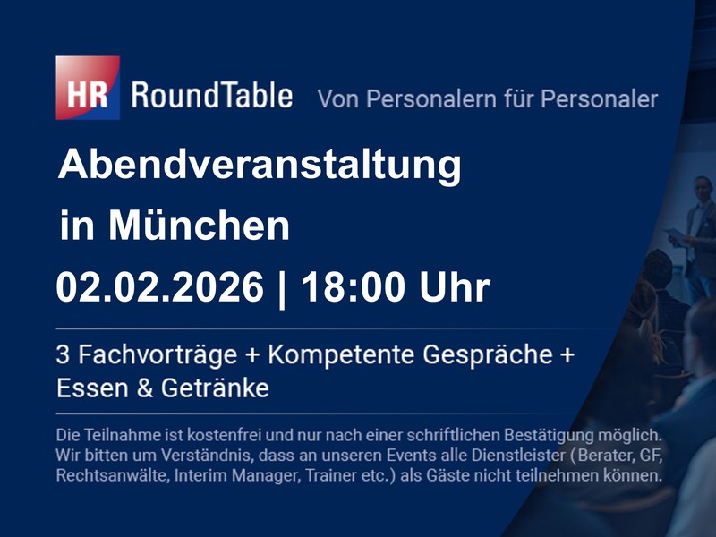 HR-RoundTable in München am Montag, den 02. Februar um 18:00 Uhr