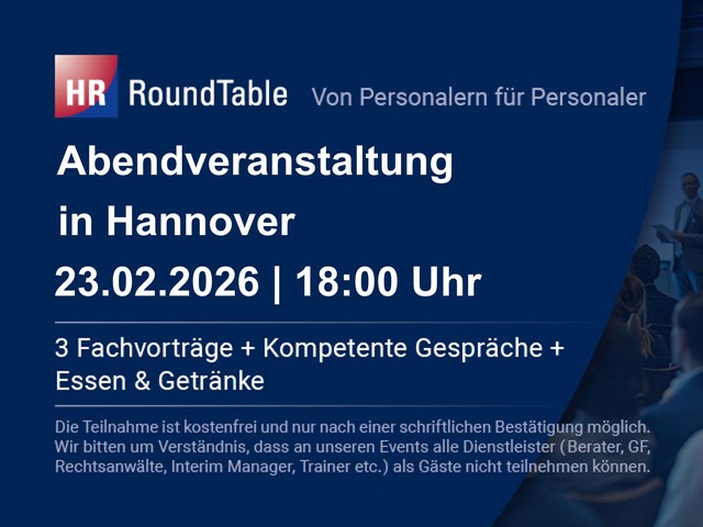 HR-RoundTable in Hannover am Montag, den 23. Februar um 18:00 Uhr
