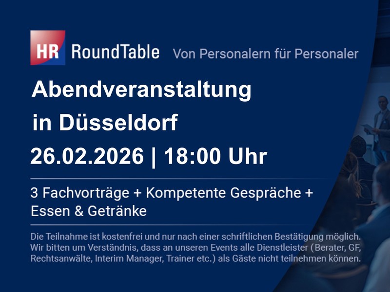 HR-RoundTable in Düsseldorf am Donnerstag, den 26. Februar um 18:00 Uhr