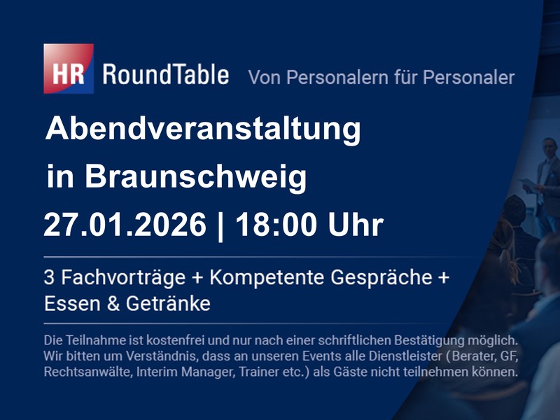 HR-RoundTable in Braunschweig am Dienstag, den 27. Januar um 18:00 Uhr