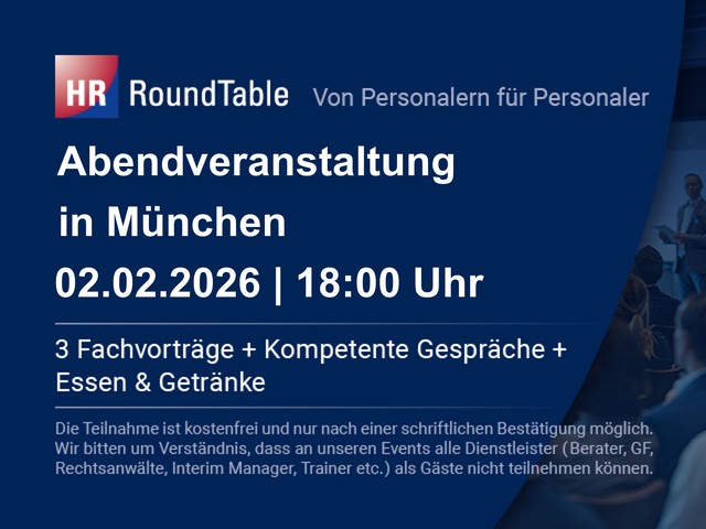 HR-RoundTable in München am Montag, den 02. Februar um 18:00 Uhr
