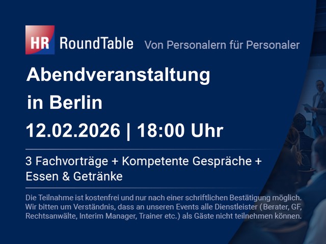 HR-RoundTable in Berlin am Donnerstag, den 12. Februar um 18:00 Uhr